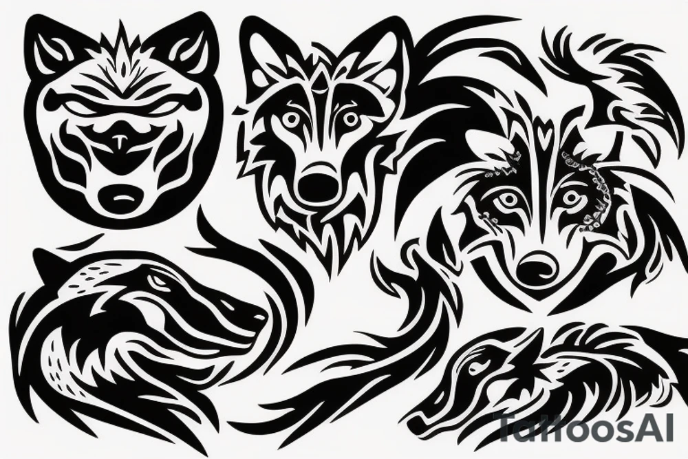 two wolves circling each other tattoo idea