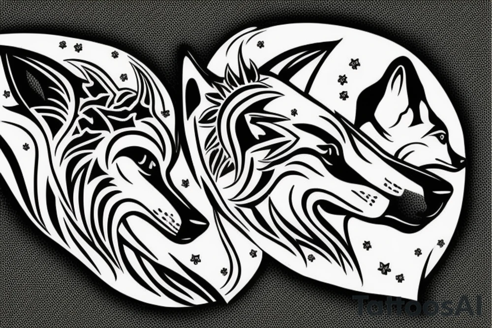two wolves circling each other tattoo idea