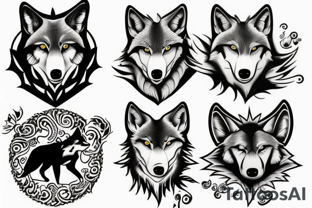 two wolves circling each other tattoo idea