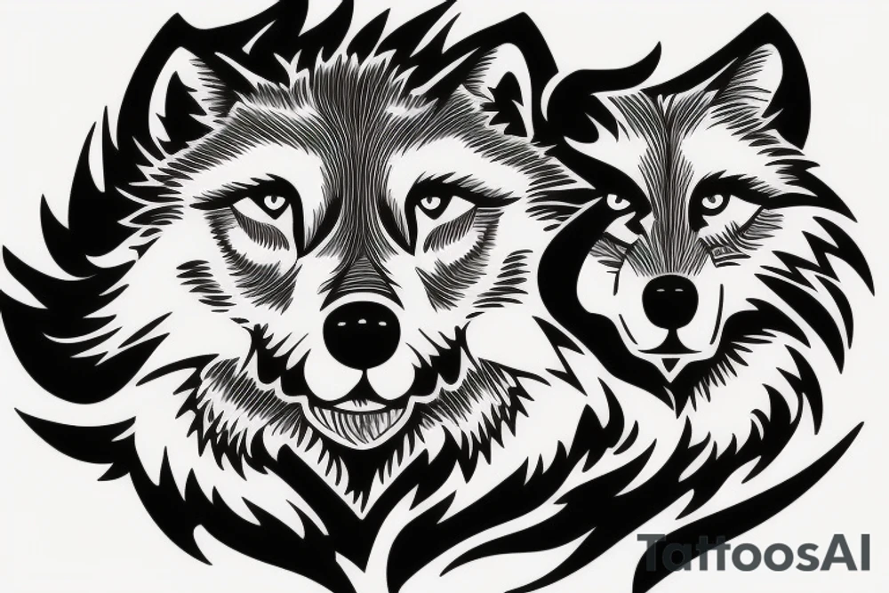 two wolves circling each other tattoo idea