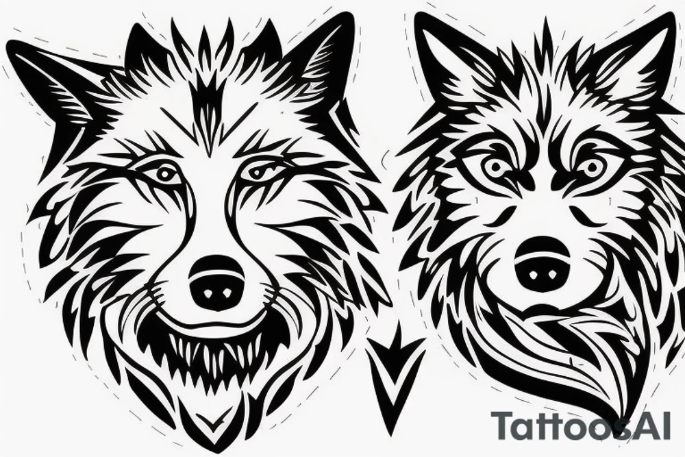 two wolves circling each other tattoo idea