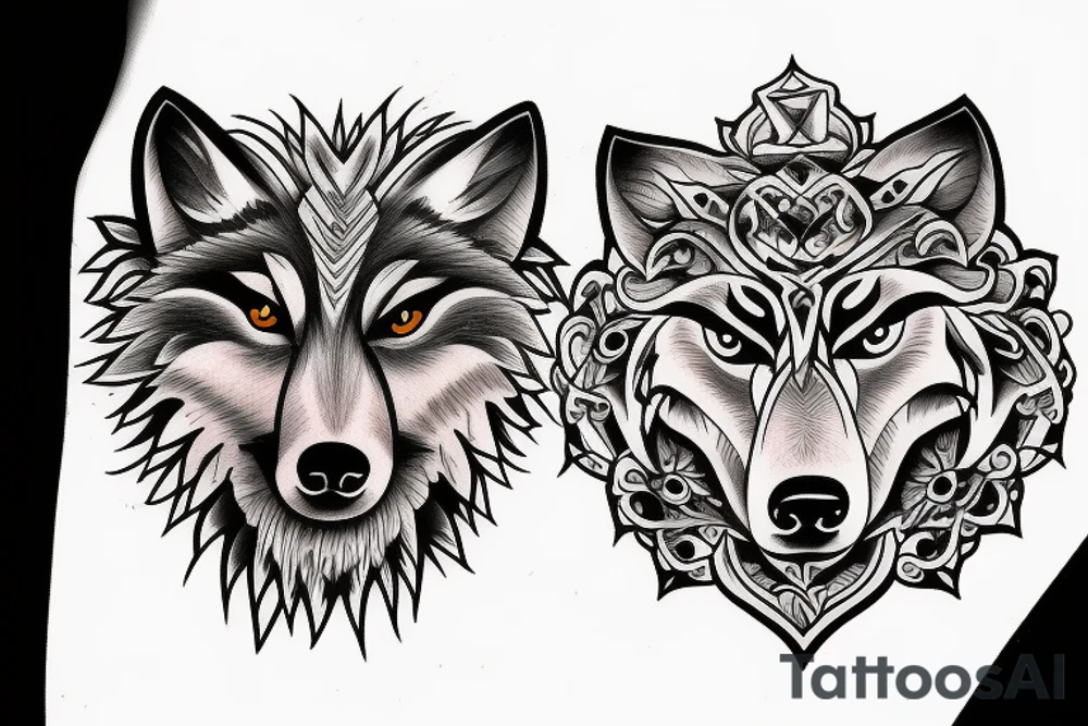 two wolves circling each other tattoo idea