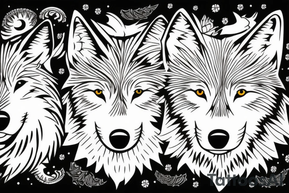 two wolves circling each other tattoo idea