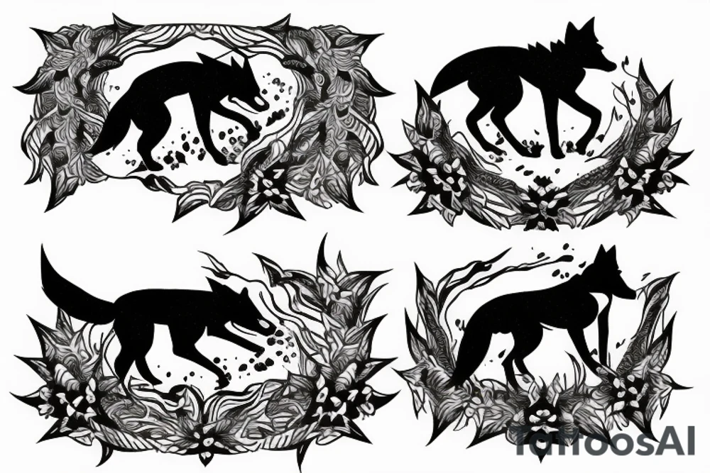 two wolves circling each other tattoo idea