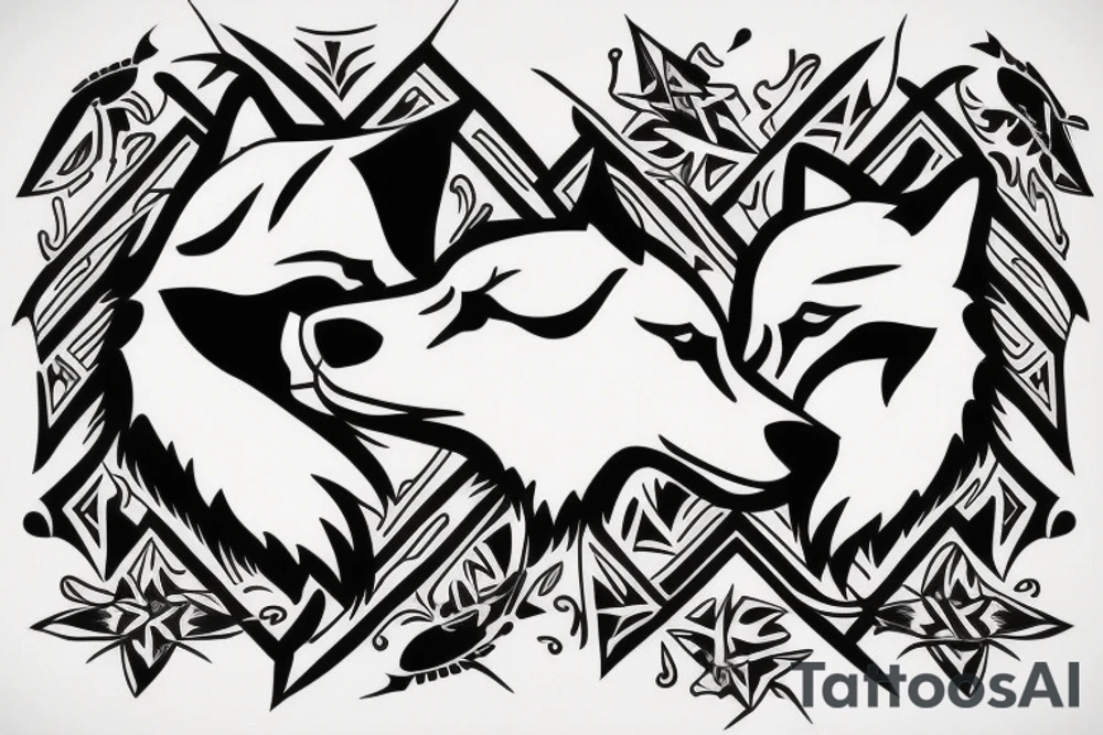 two wolves circling each other tattoo idea