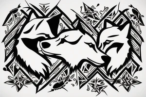 two wolves circling each other tattoo idea