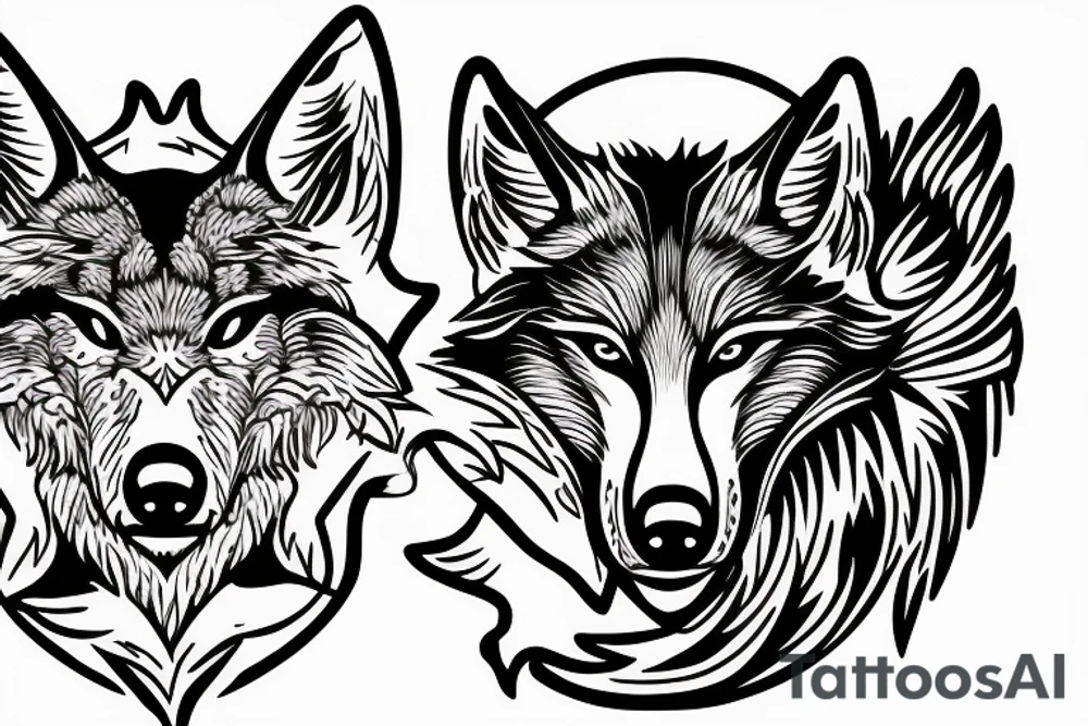 two wolves circling each other tattoo idea