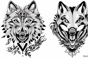 two wolves circling each other tattoo idea