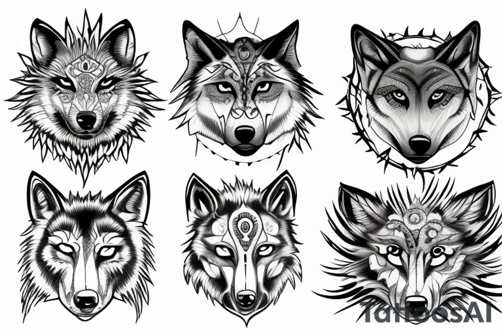 two wolves circling each other tattoo idea