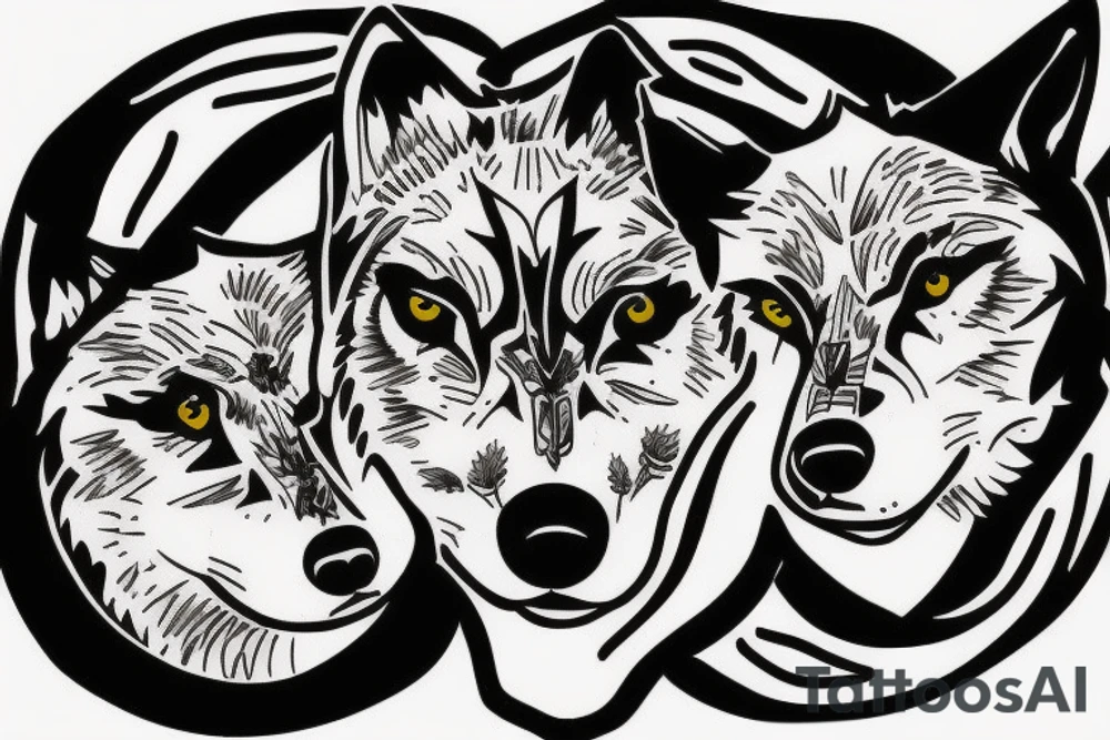 two wolves circling each other tattoo idea