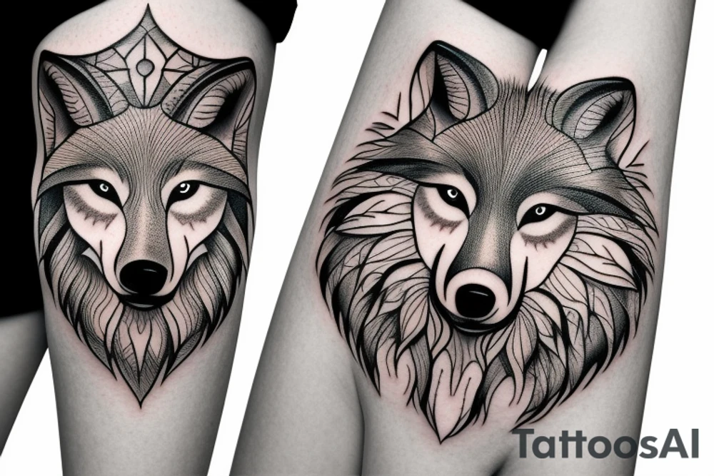 a wolf with two faces tattoo idea