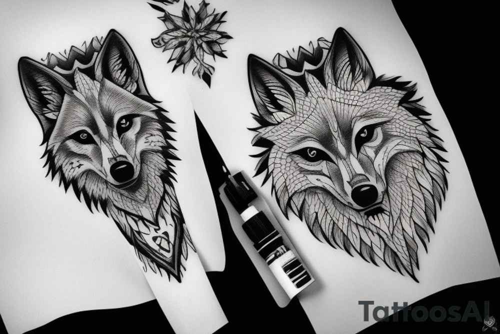 a wolf with two faces tattoo idea