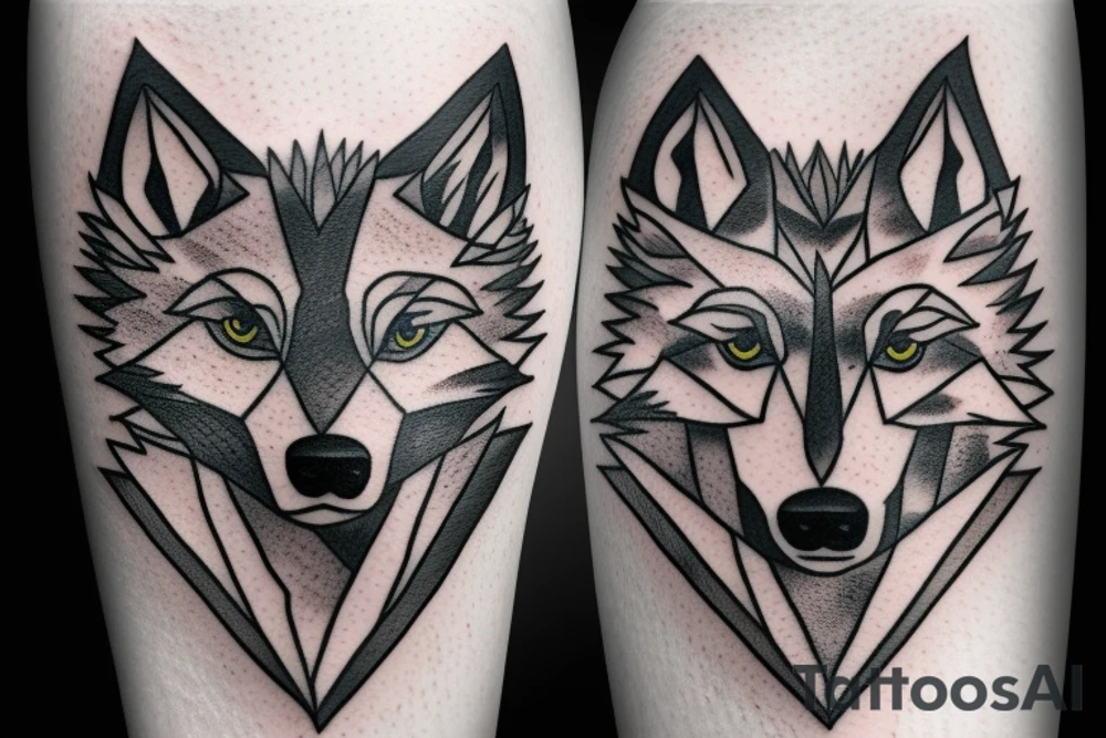 a wolf with 2 faces tattoo idea