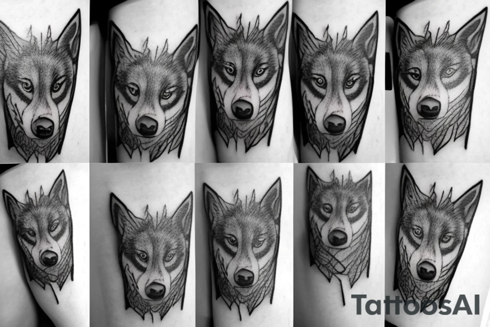 a wolf with 2 faces tattoo idea
