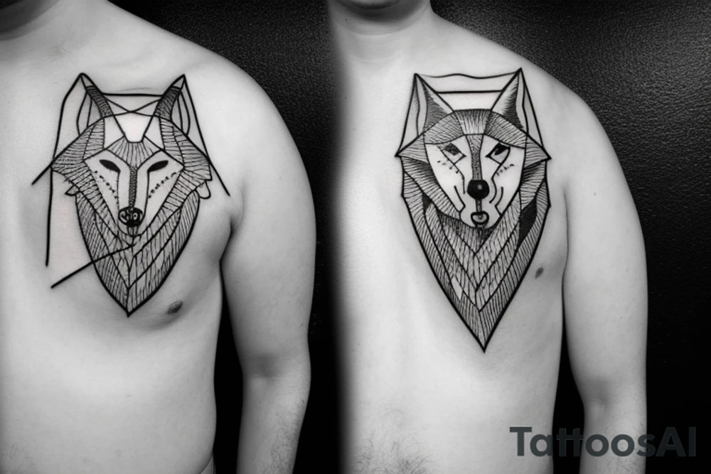 a wolf with 2 faces tattoo idea