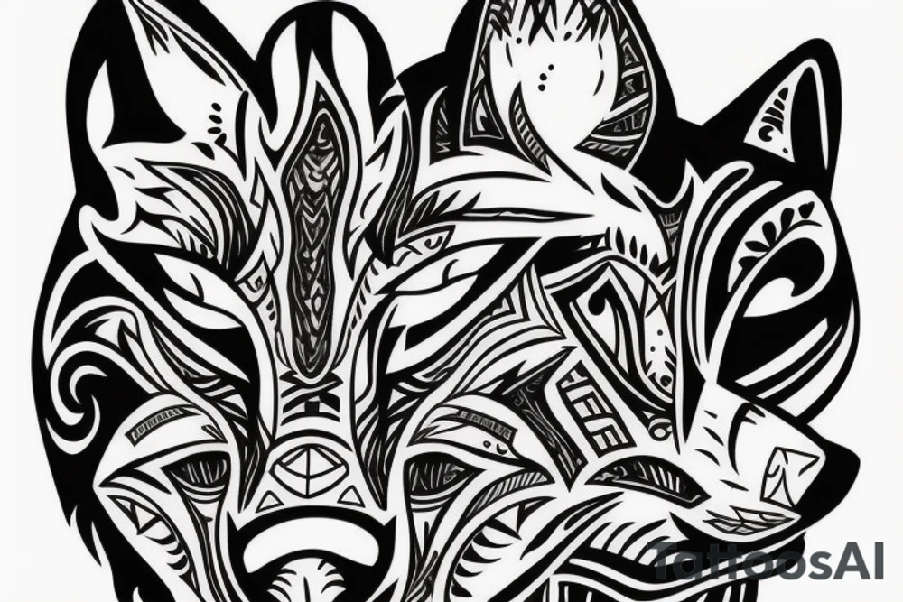 a wolf with 2 faces tattoo idea