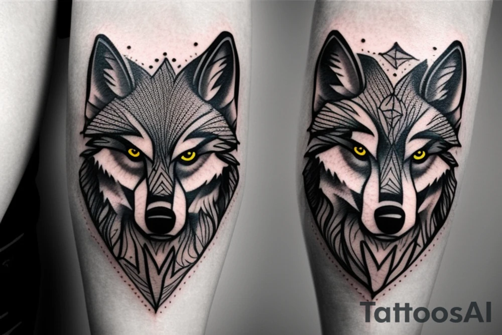 a wolf with 2 faces tattoo idea