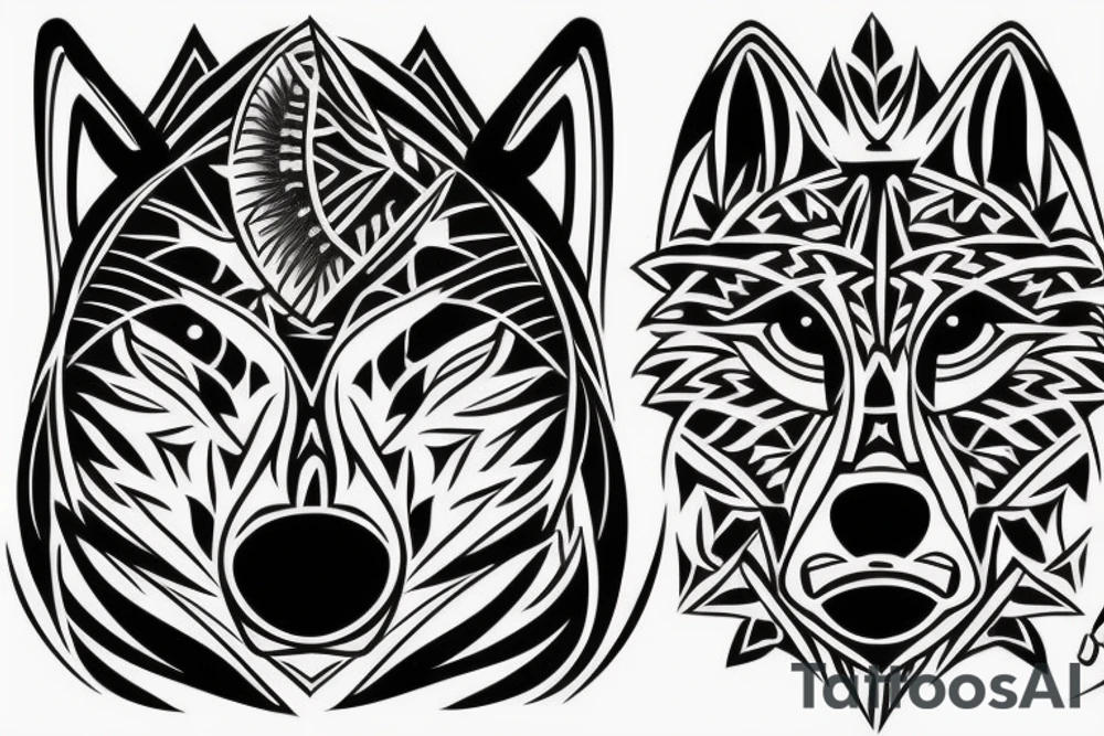 a wolf with 2 faces tattoo idea