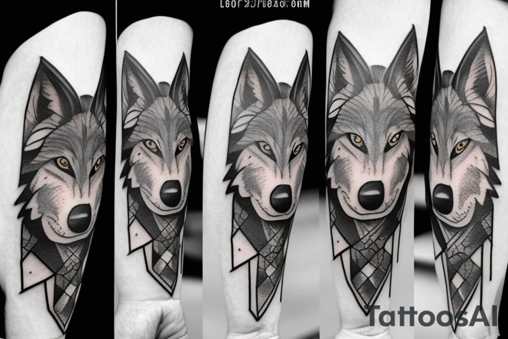 a wolf with 2 faces tattoo idea