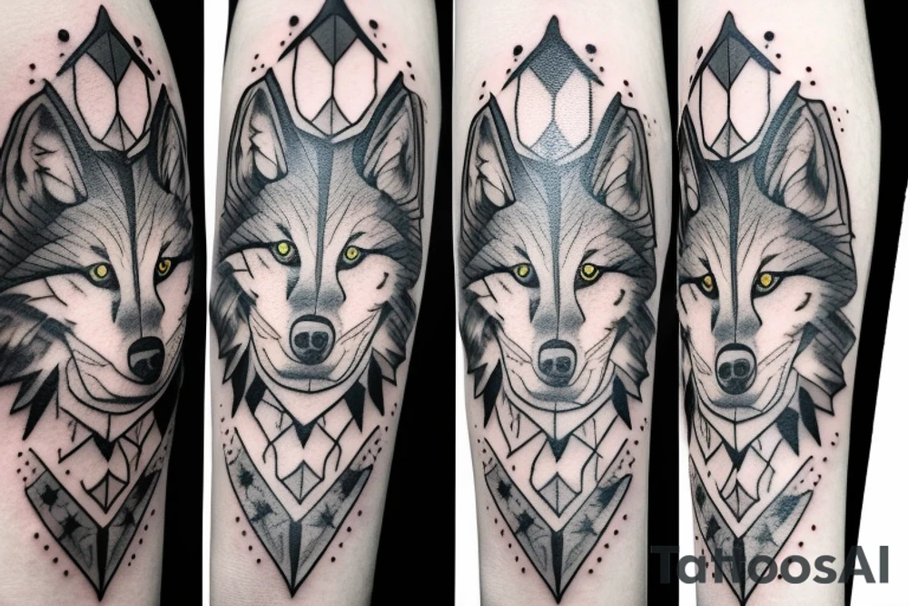 a wolf with 2 faces tattoo idea