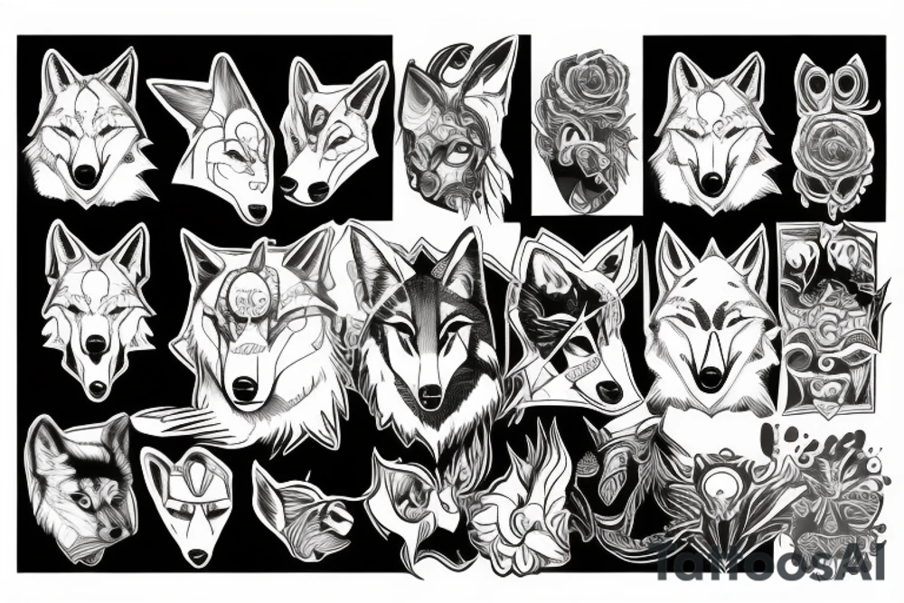 a wolf with 2 faces tattoo idea