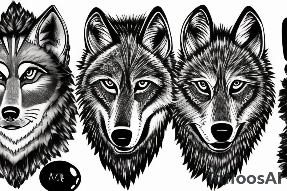 a wolf with 2 faces tattoo idea