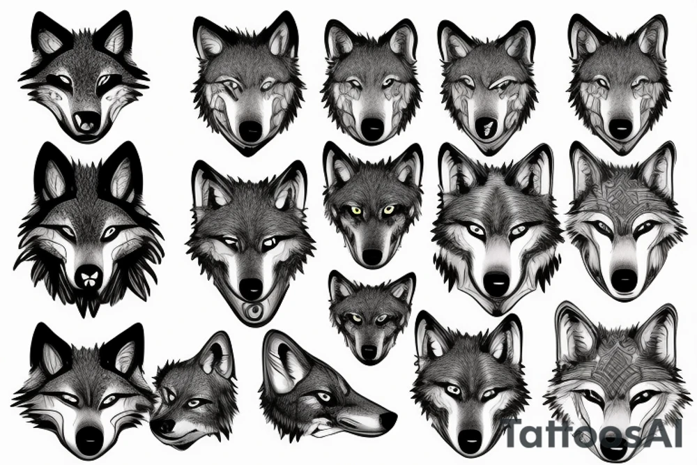 a wolf with 2 faces tattoo idea