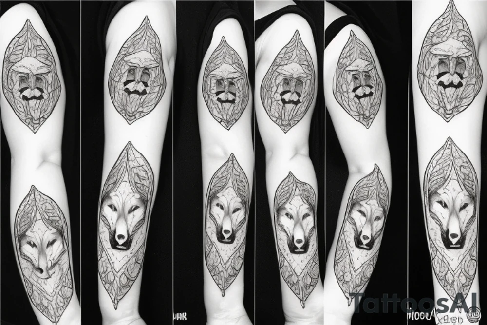 a wolf with 2 faces tattoo idea