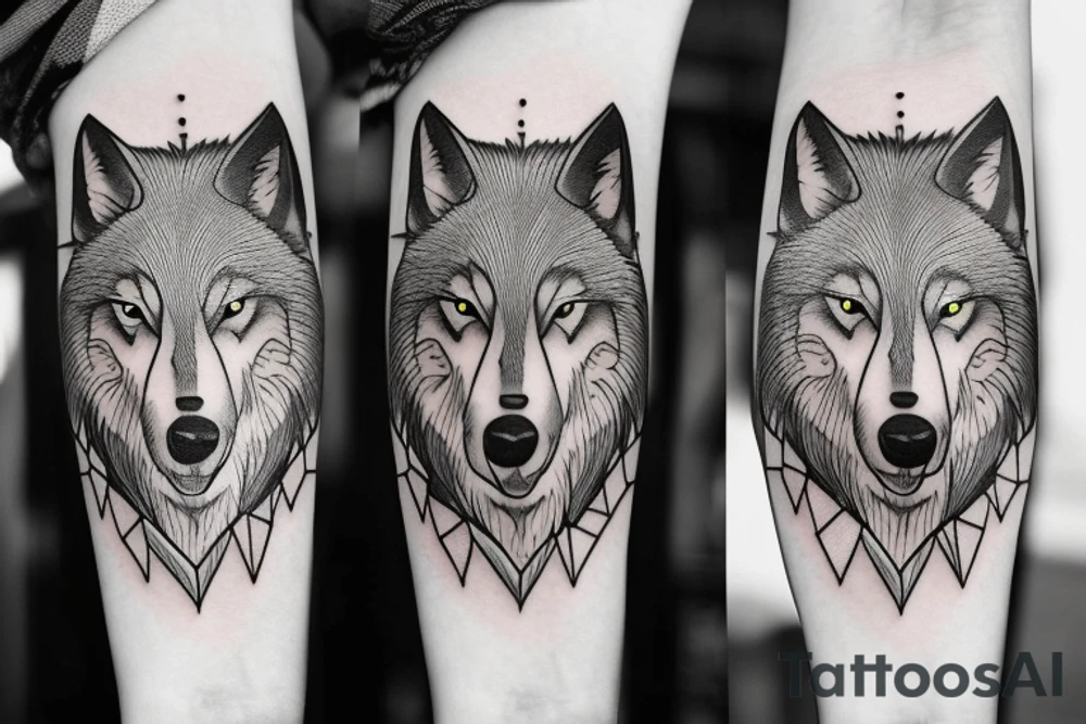 a wolf with 2 faces tattoo idea