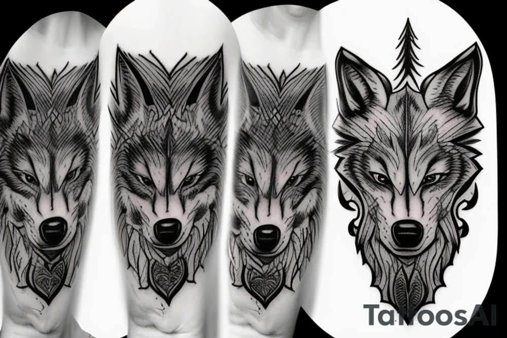 a wolf with 2 faces tattoo idea