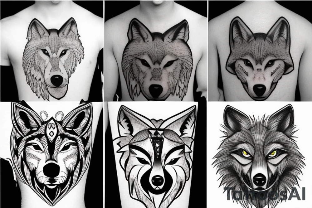 a wolf with 2 faces tattoo idea