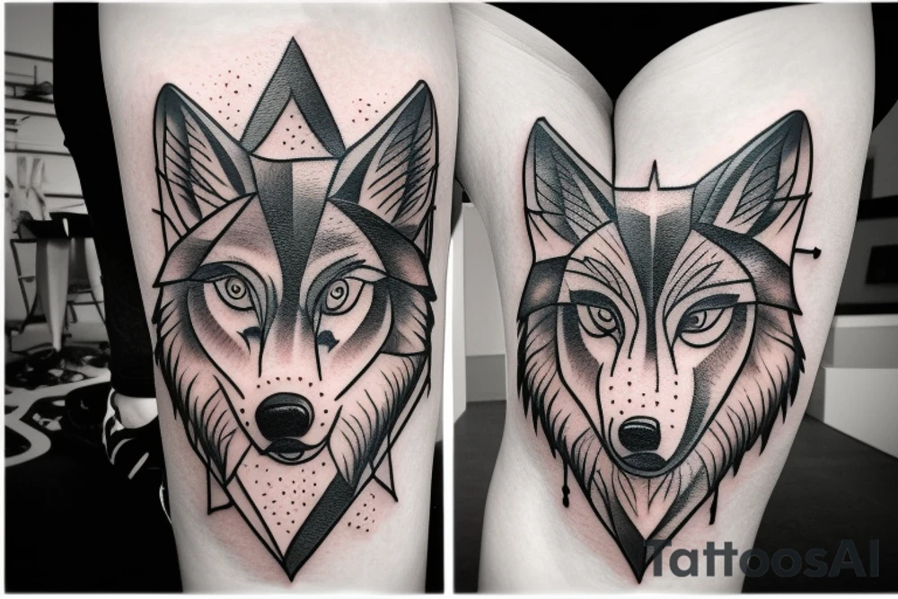 a wolf with 2 faces tattoo idea
