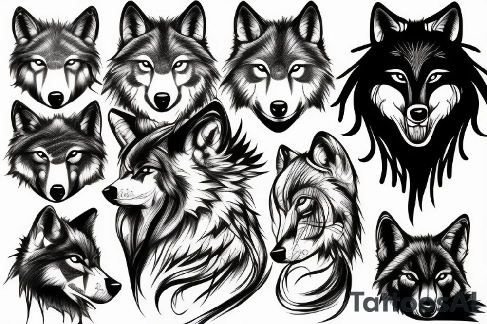 a wolf with 2 faces tattoo idea