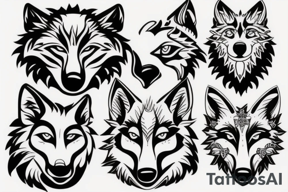 a wolf with 2 faces tattoo idea