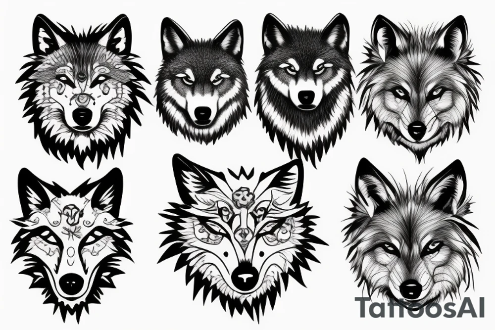 a wolf with 2 faces tattoo idea