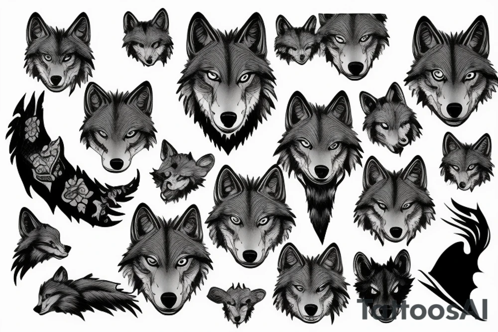 a wolf with 2 faces tattoo idea