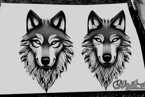 a wolf with 2 faces side profile tattoo idea