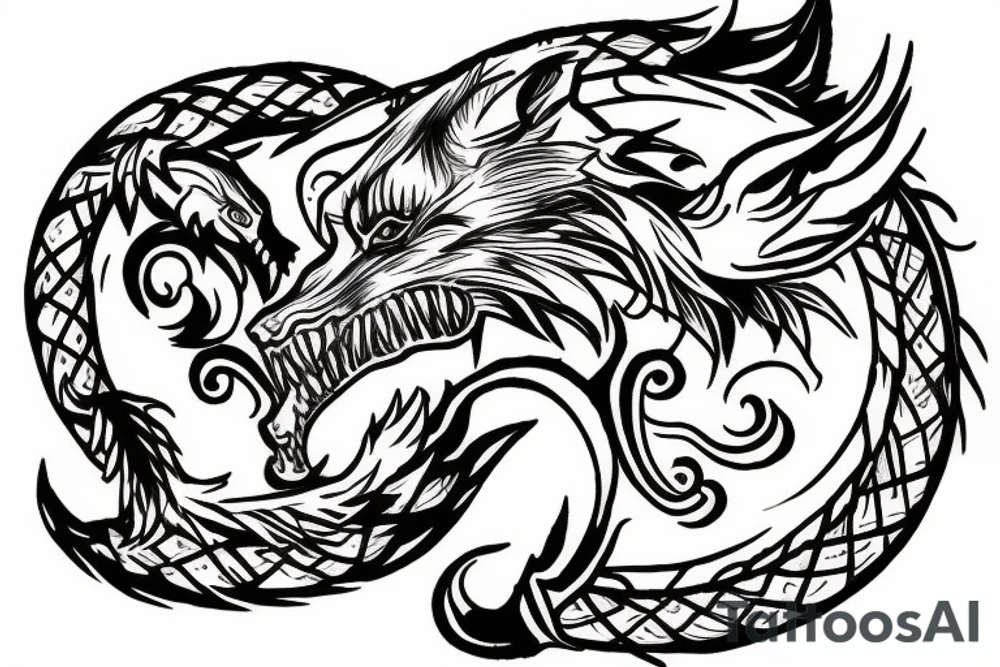wolf ouroboros tattoo idea