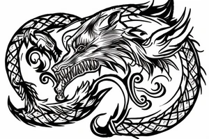 wolf ouroboros tattoo idea
