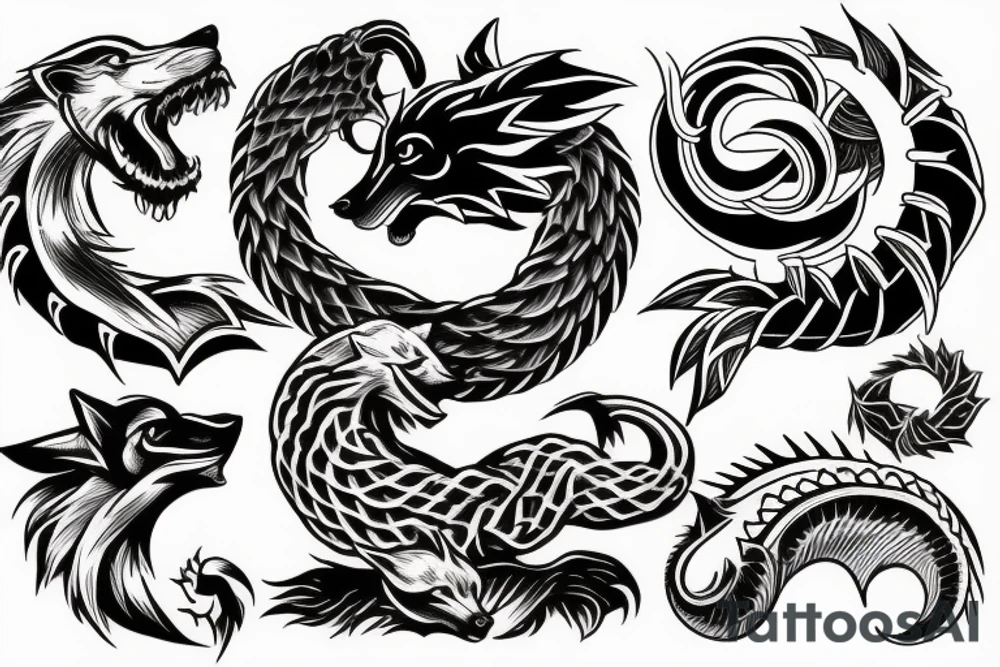 wolf ouroboros tattoo idea