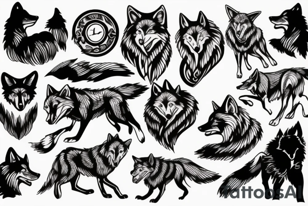 wolf circling prey tattoo idea