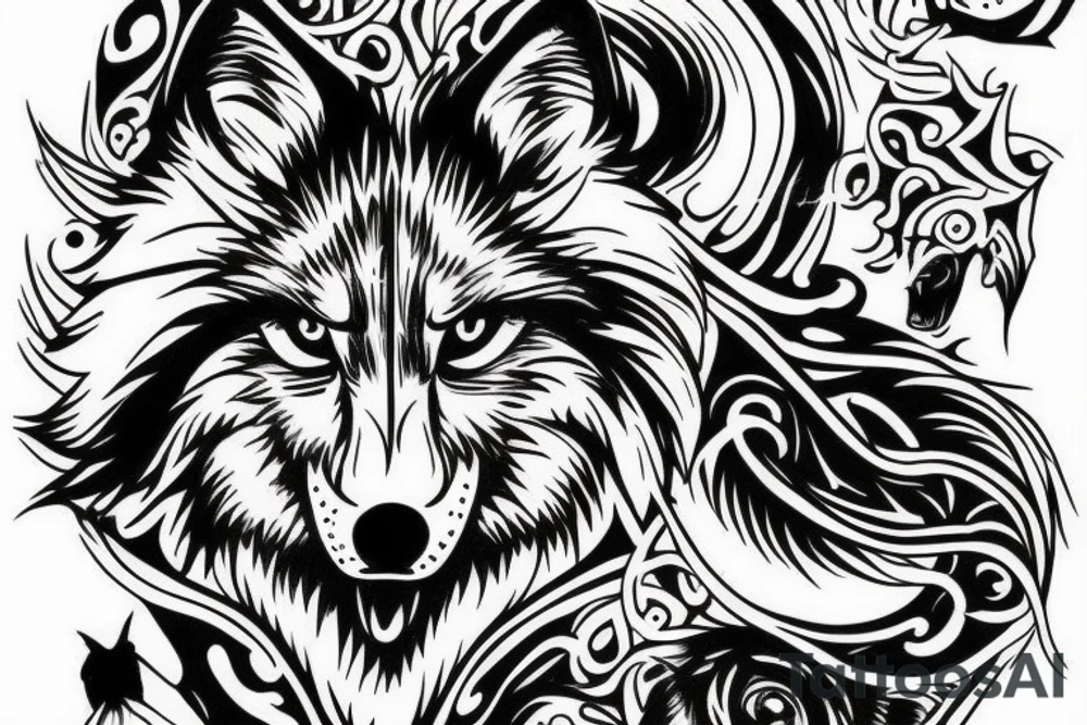 wolf circling prey tattoo idea