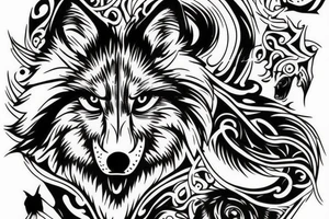 wolf circling prey tattoo idea