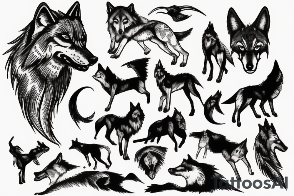 wolf circling prey tattoo idea