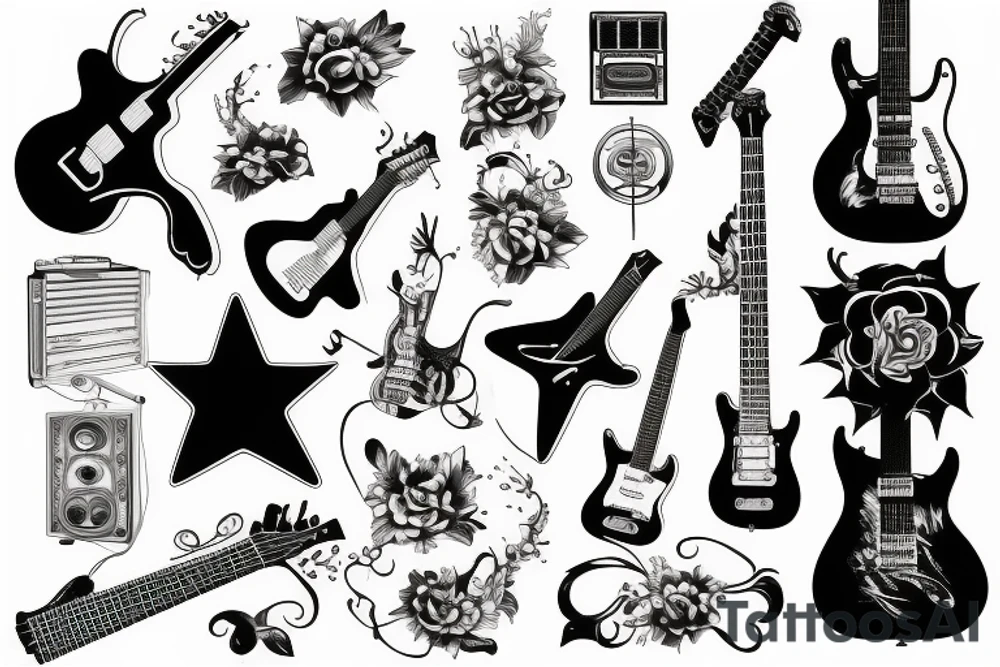 Rock music guitar tattoo idea