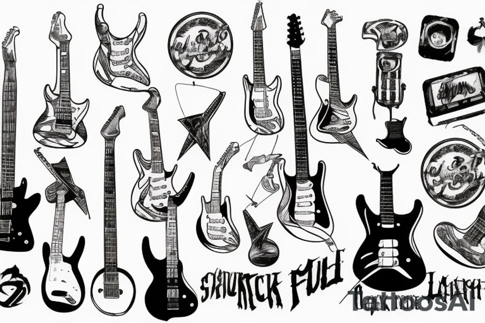 Rock music guitar tattoo idea