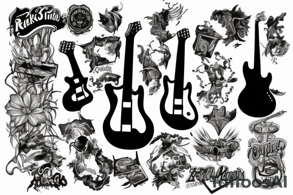 Rock music guitar tattoo idea
