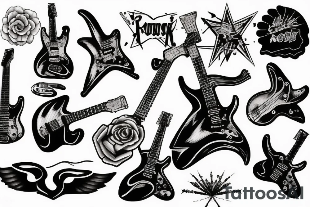 Rock music guitar tattoo idea