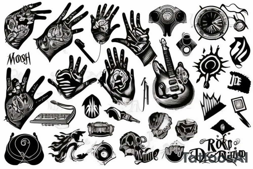 Rock music hand tattoo idea