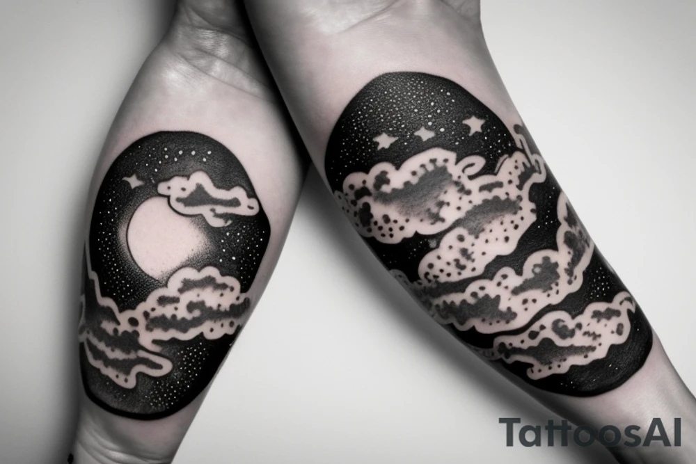 Stars with clouds and a unique quote tattoo idea Stars with clouds and a unique quote tattoo idea